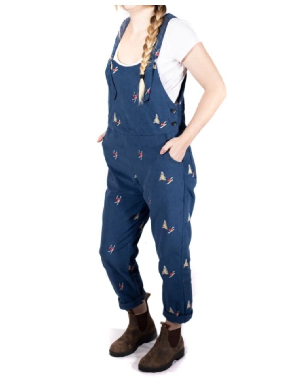 Icelantic Navy Blue Embroidered Skier Corduroy Overalls sz XL - Picture 3 of 11